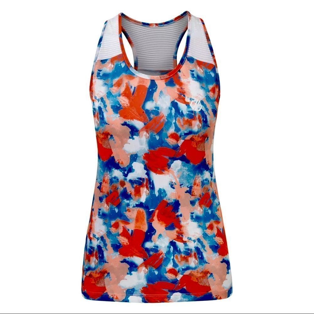 Dare2B Fiery Coral Yoga Tank Racerback With Mesh Panels